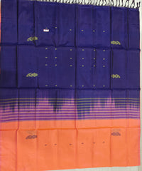 Chinnalampattu Saree - Peach with Blue