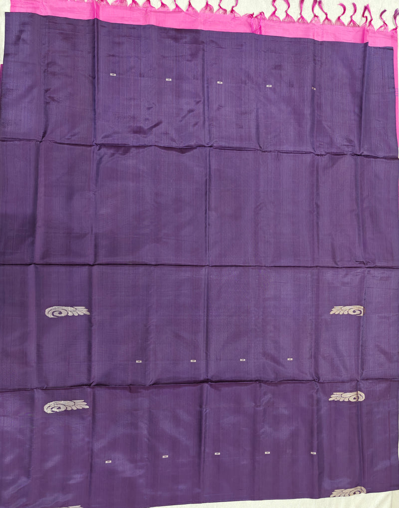 Chinnalampattu Saree - Dark Purple with Pink
