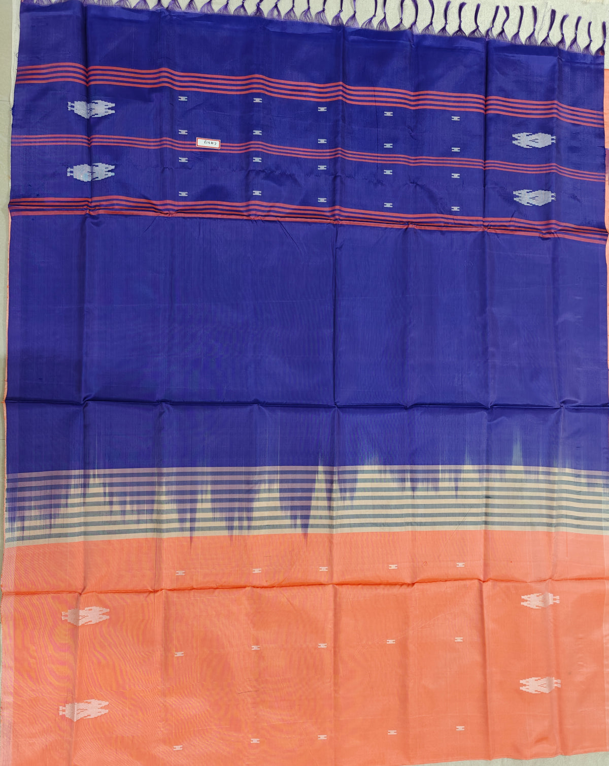 Chinnalampattu Saree - Peach with Blue