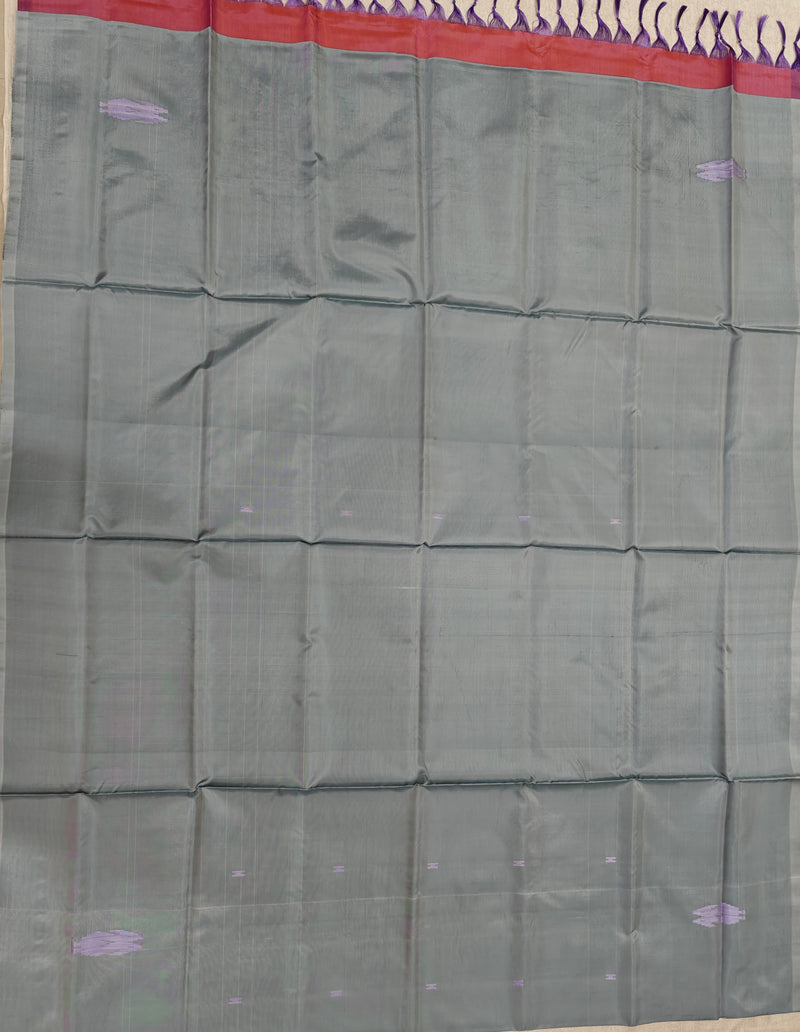 Chinnalampattu Saree - Grey with Dark Onion Pink