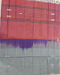 Chinnalampattu Saree - Grey with Dark Onion Pink