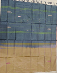 Chinnalampattu Saree - Dual Shade of Cream and Green with Grey