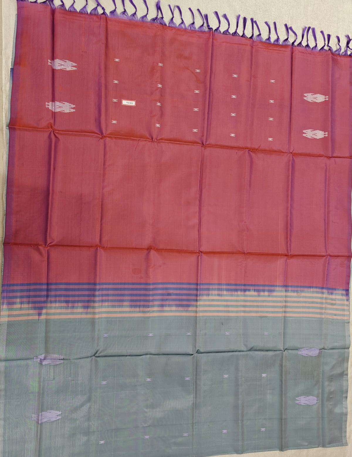 Chinnalampattu Saree- Grey with Dual Shade Of Pink and Violet