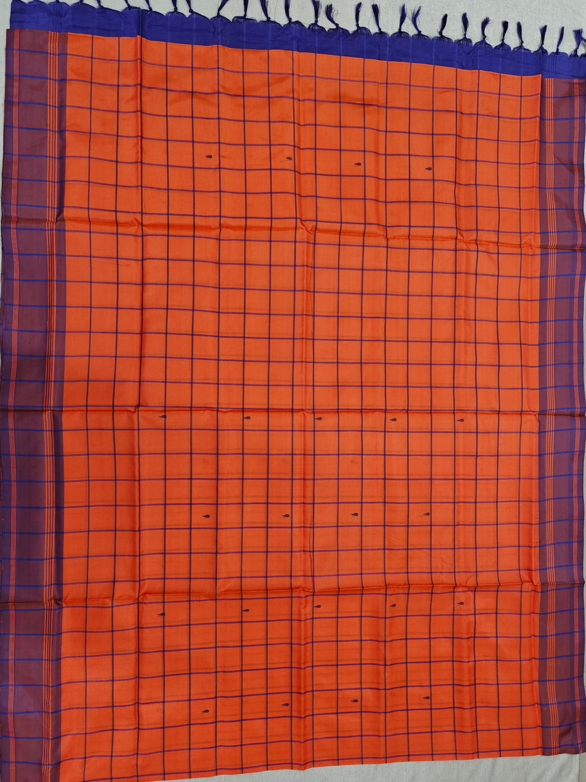 Chinnalampattu Saree- Orange with Blue