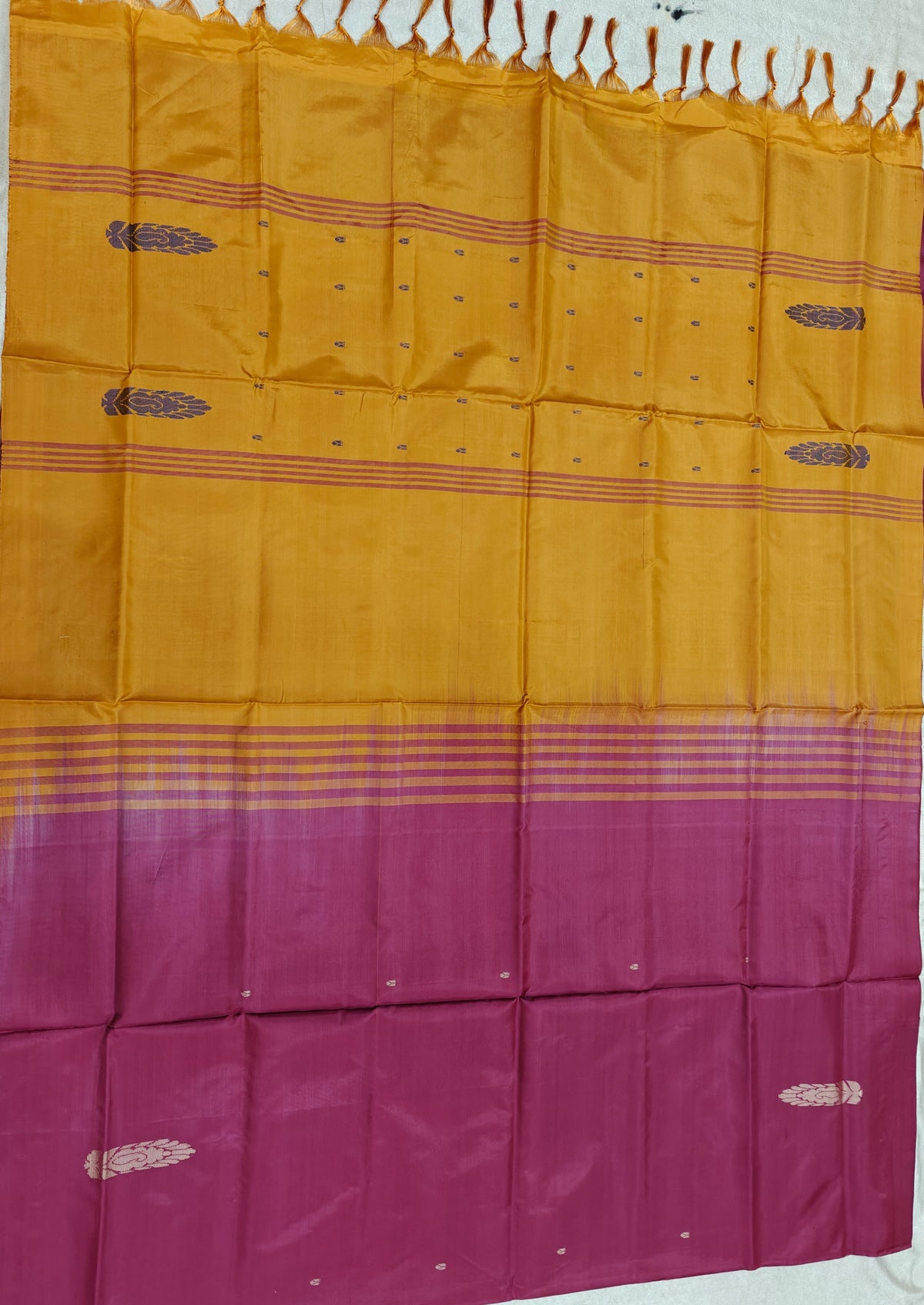 Chinnalampattu Saree- Marron with Mustard yellow