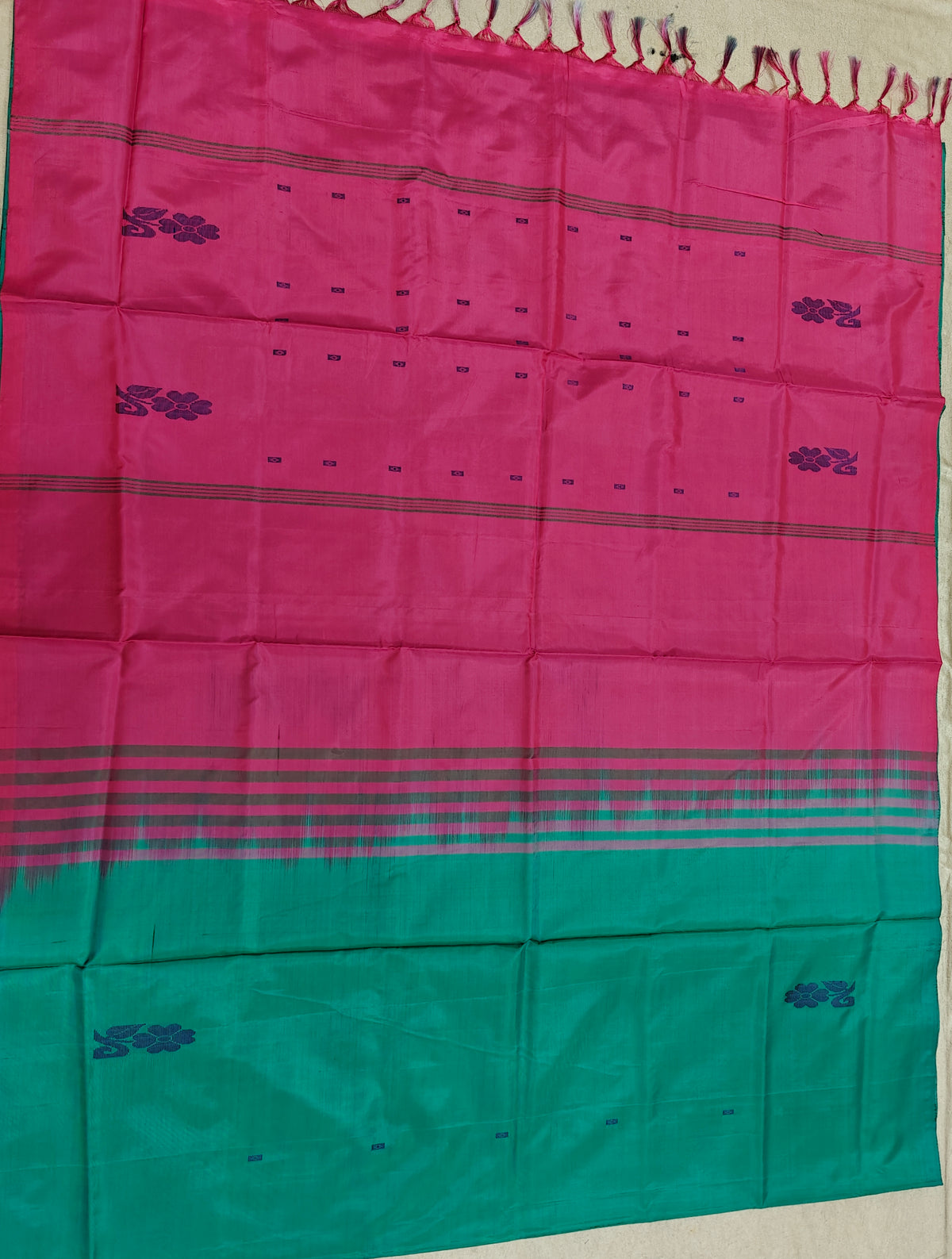 Chinnalampattu Saree- Green with Pink