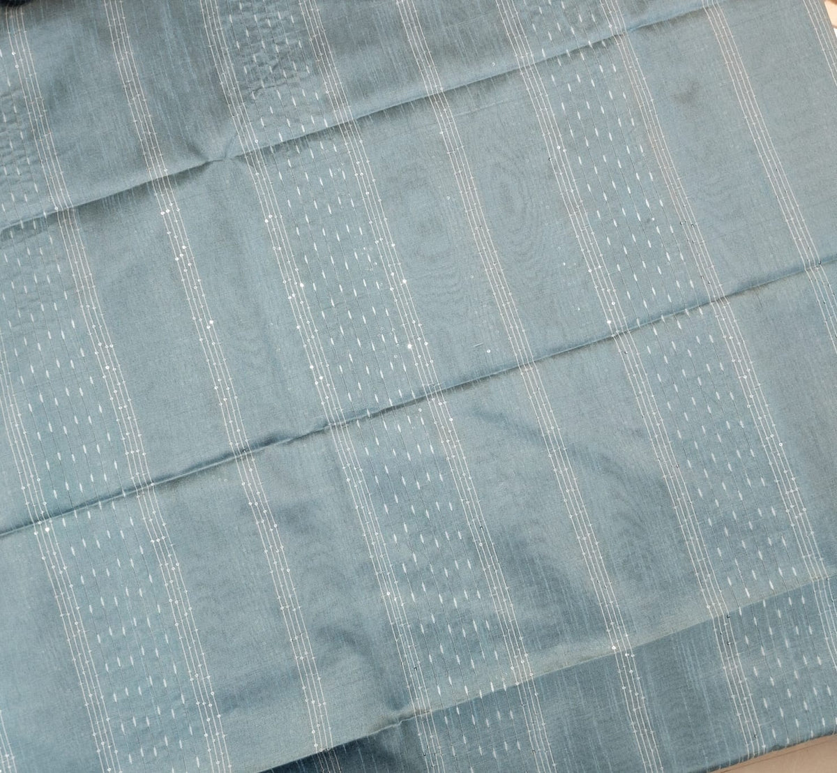 Semi Raw Silk Saree - Blue with Blue