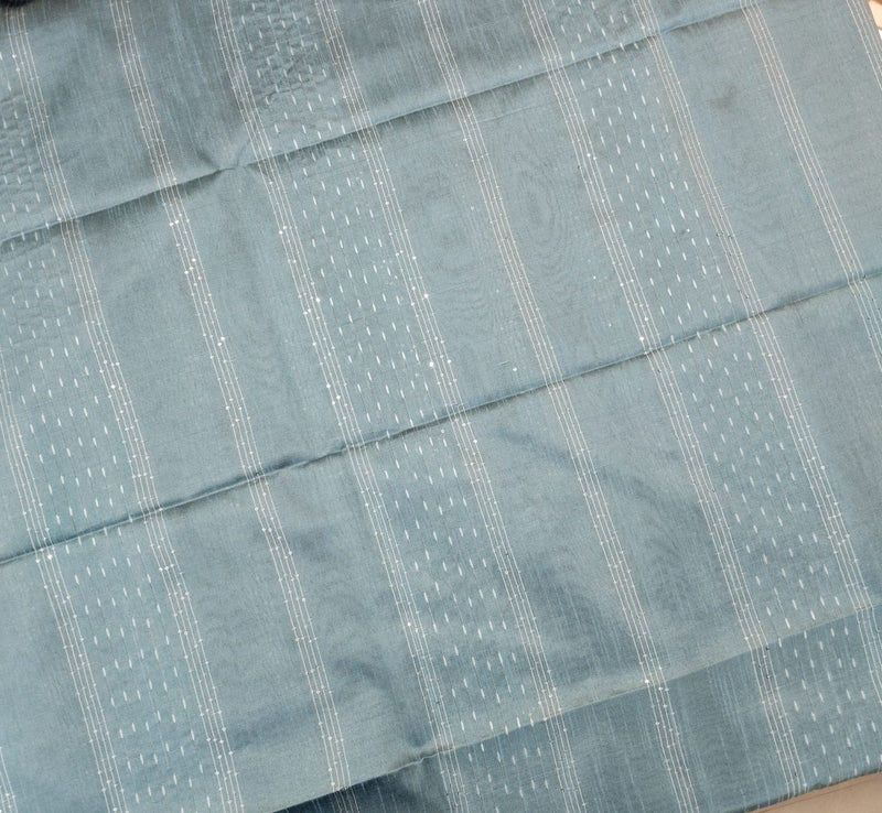 Semi Raw Silk Saree - Blue with Blue
