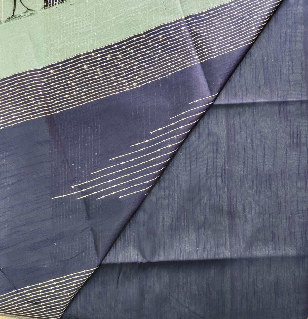 Semi Raw Silk Saree - Blue with Blue