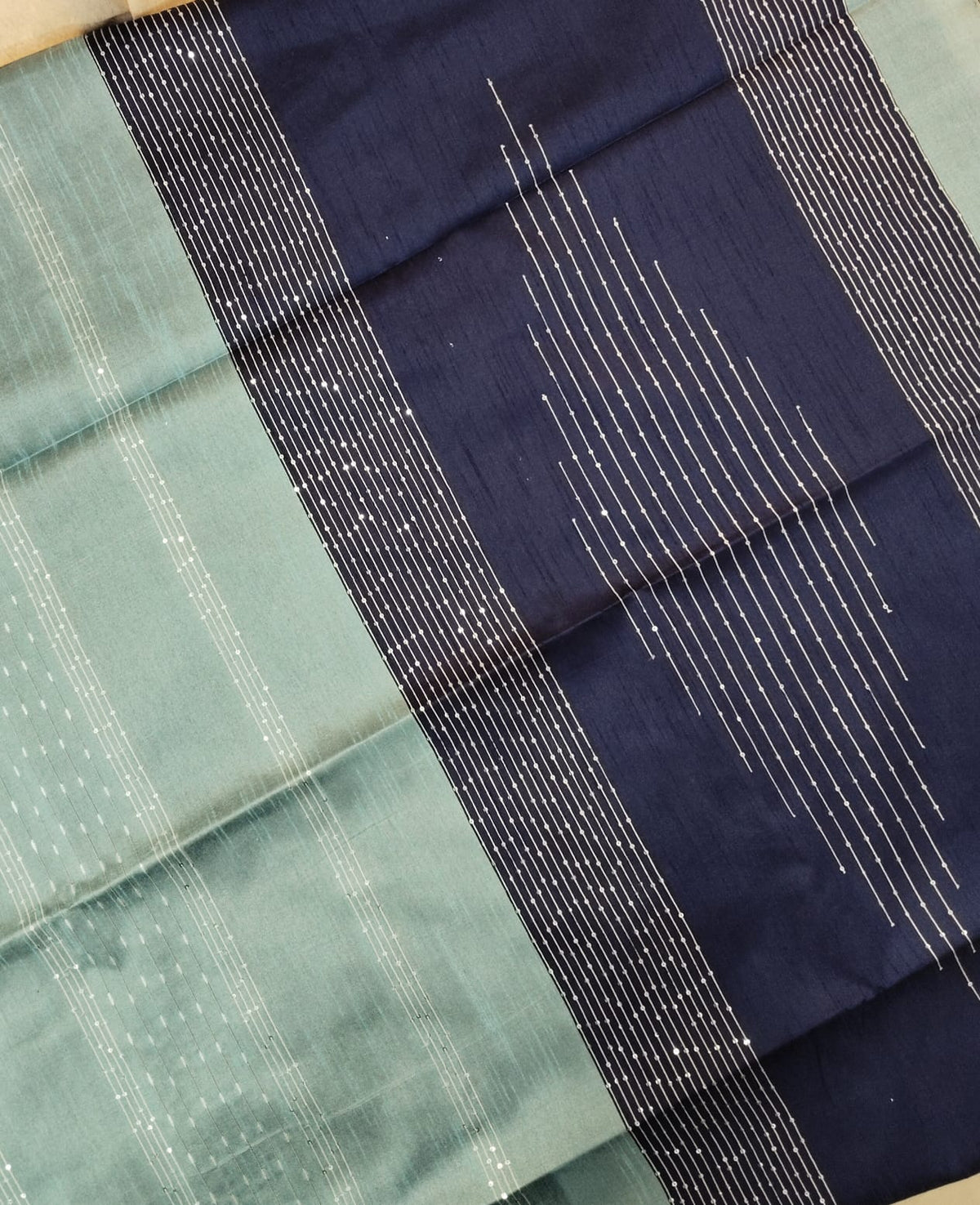 Semi Raw Silk Saree - Blue with Blue