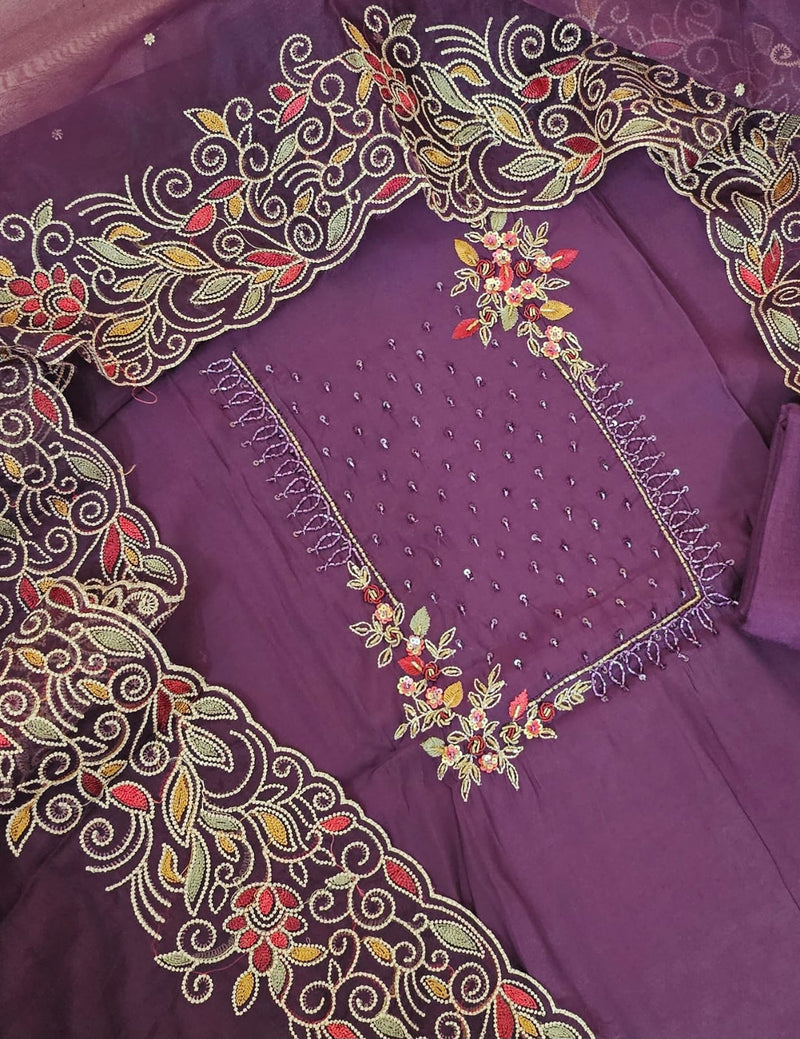 Soft Silk with Heavy Neck - Dark Purple