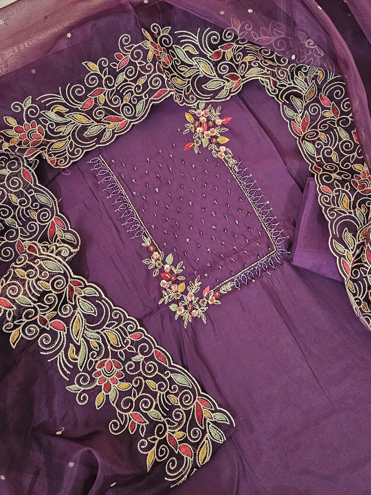 Soft Silk with Heavy Neck - Dark Purple
