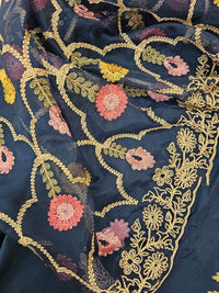 Soft Silk with Heavy Neck - Dark Blue