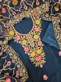 Soft Silk with Heavy Neck - Dark Blue