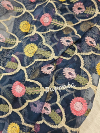 Soft Silk with Heavy Neck - Dark Blue