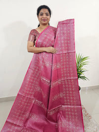 Bhagalpuri with Silver Zari Weaving Batik Print - Pink with Maroon
