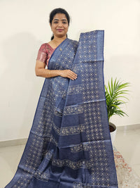 Bhagalpuri with Silver Zari Weaving Batik Print -