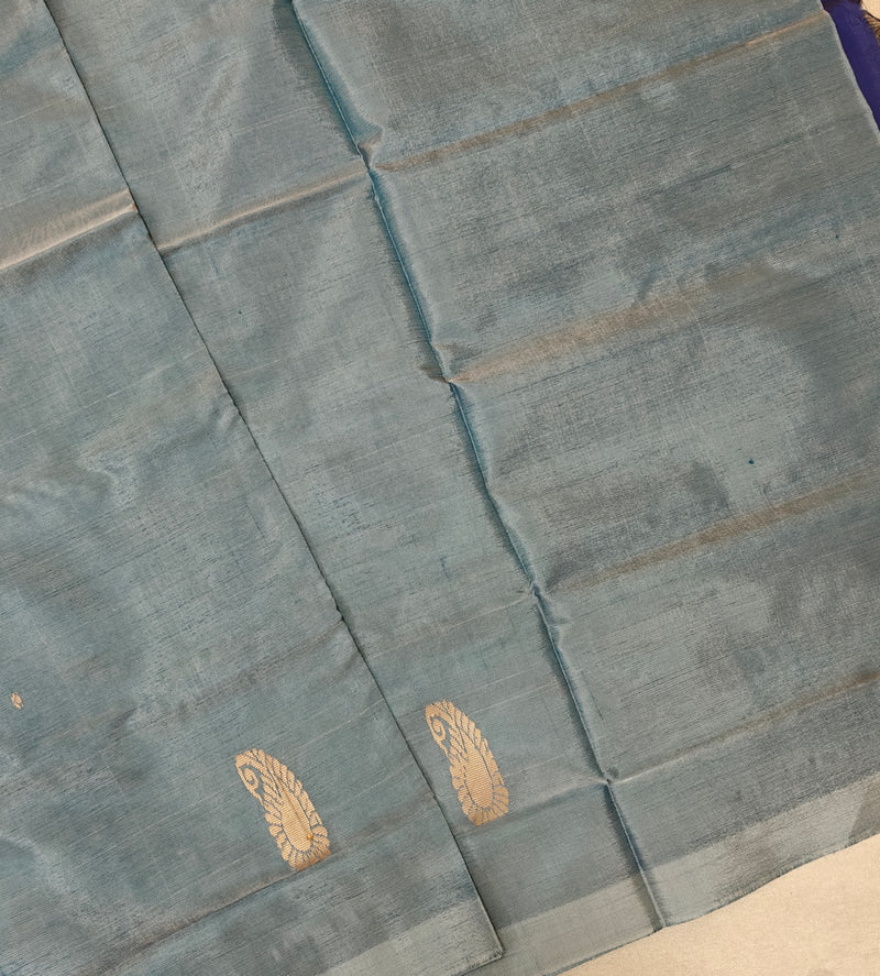 Chinnalampattu Saree - Grey with Blue