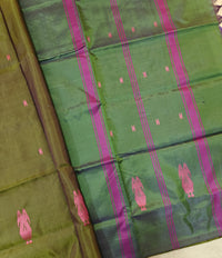 Chinnalampattu Saree - Mahendi Green with Peacock Green