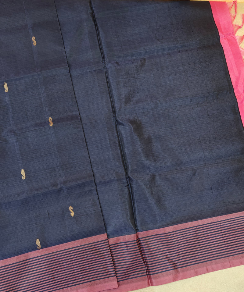 Chinnalampattu Saree - Blue with Pink