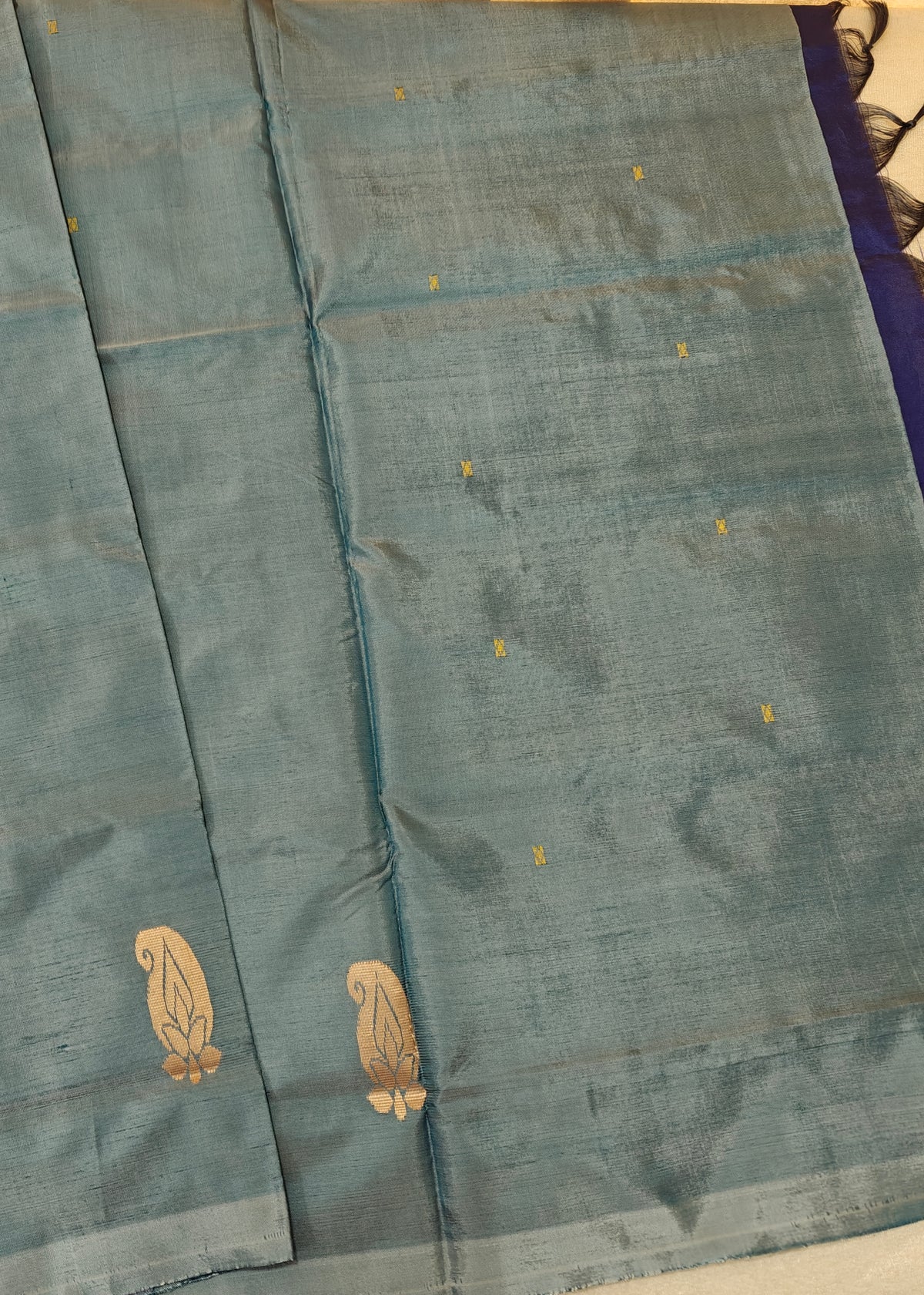 Chinnalampattu Saree - Grey with Blue