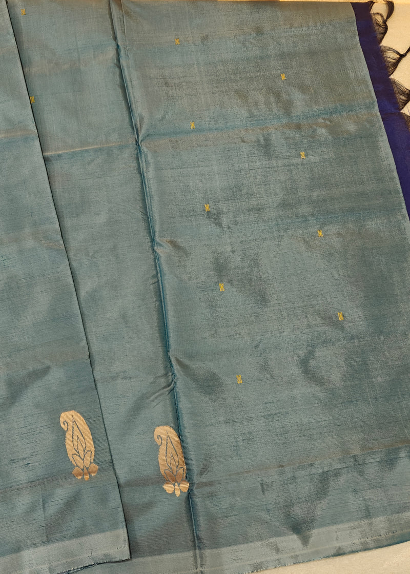 Chinnalampattu Saree - Grey with Blue