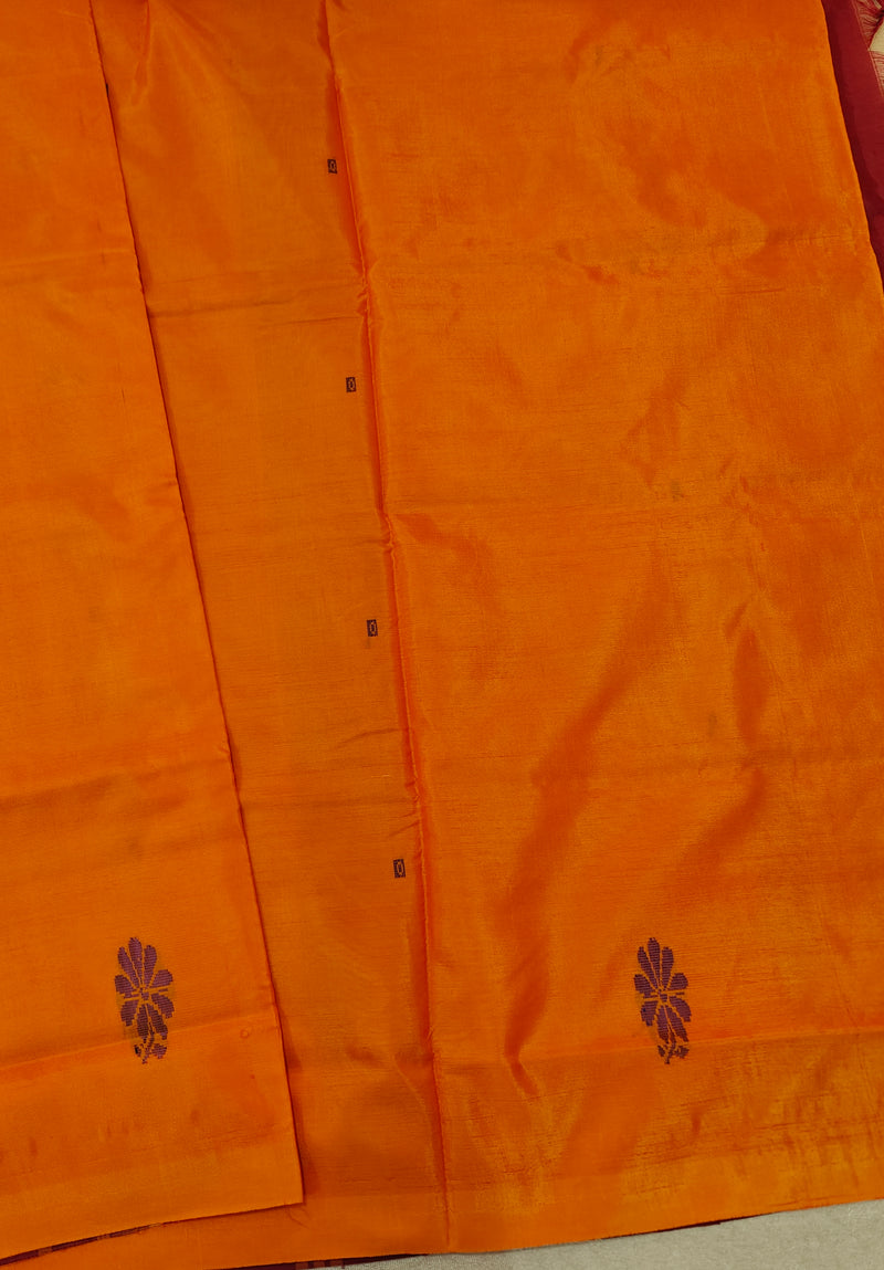 Chinnalampattu Saree - Orange with Maroon