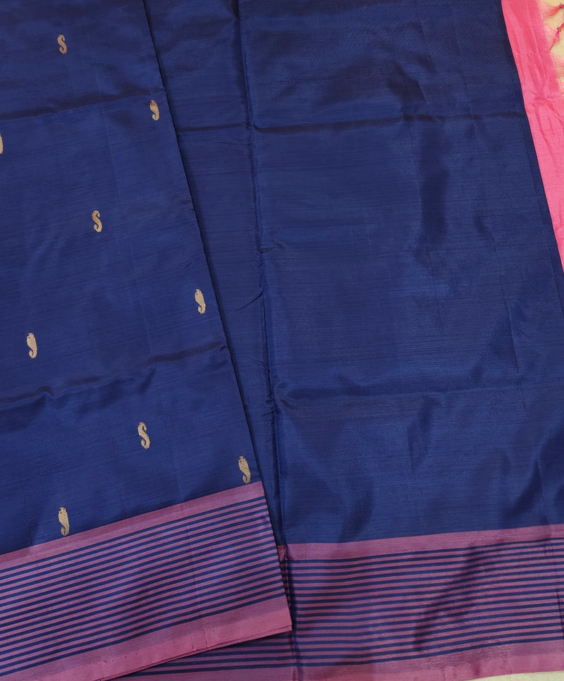Chinnalampattu Saree - Blue with Pink