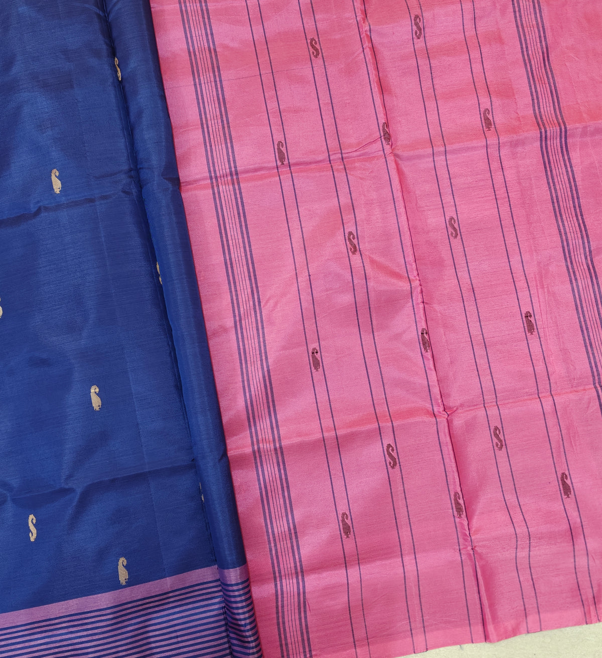 Chinnalampattu Saree - Blue with Pink
