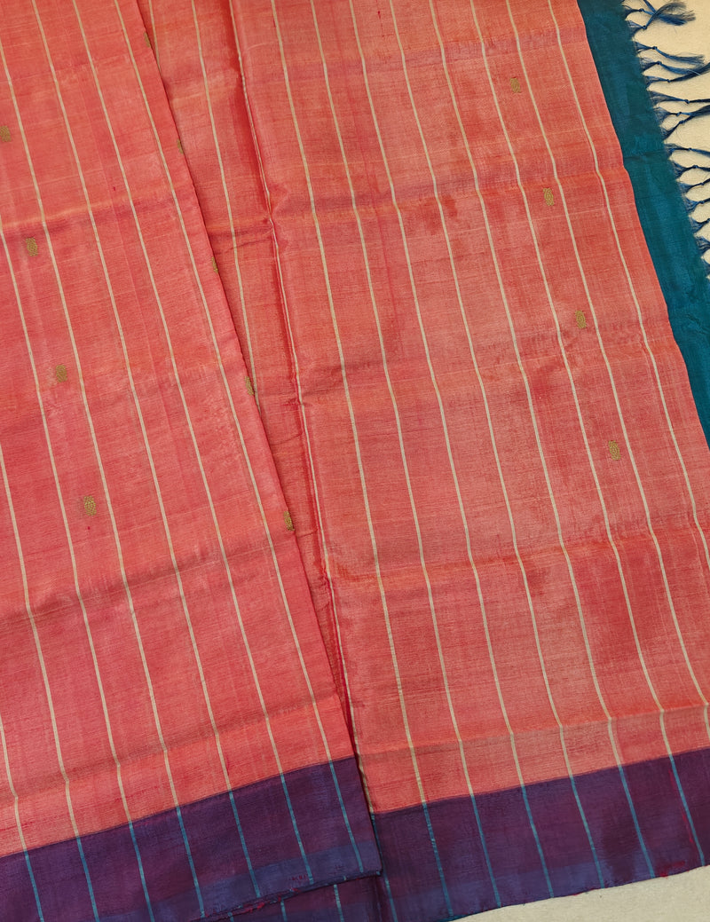 Chinnalampattu Saree -Peach with Black
