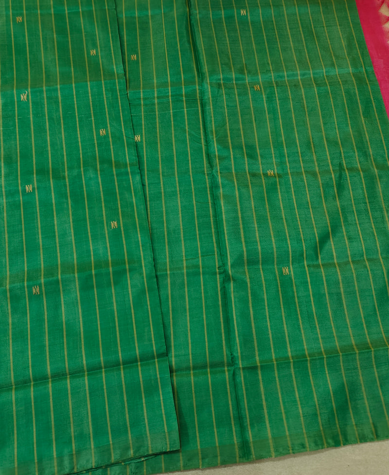 Chinnalampattu Saree - Green with Pink