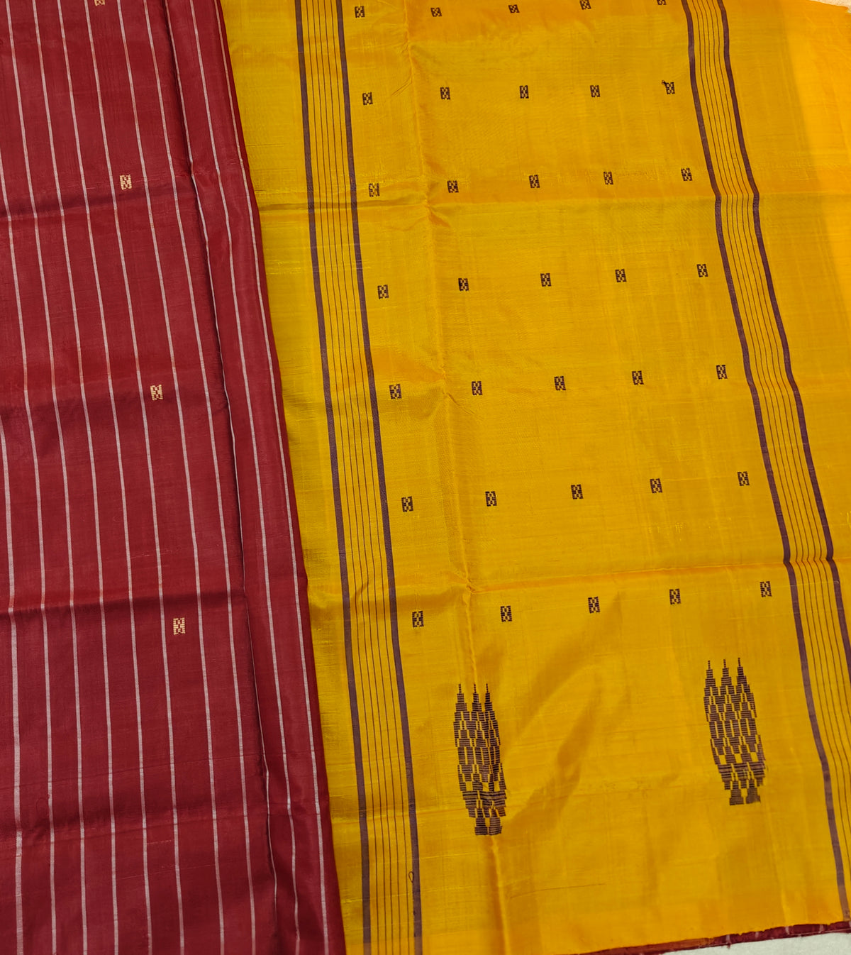 Chinnalampattu Saree - Maroon with Yellow