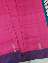Chinnalampattu Saree - Pink with Peacock Blue