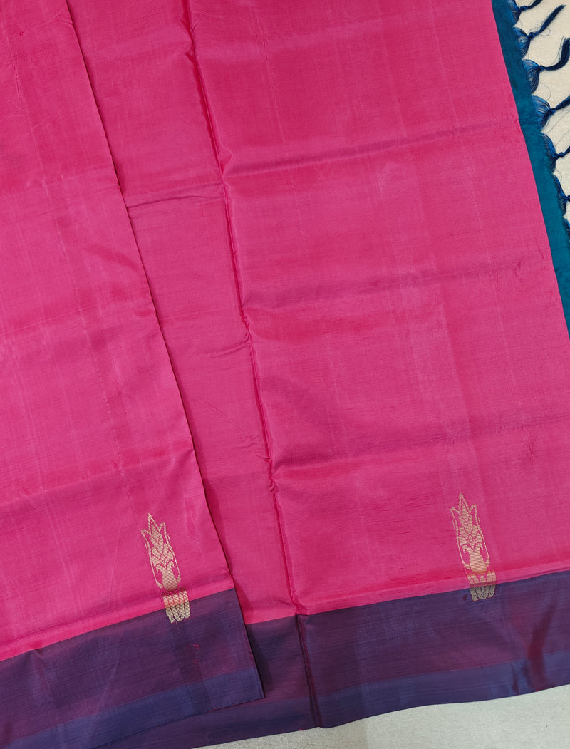 Chinnalampattu Saree - Pink with Peacock Blue