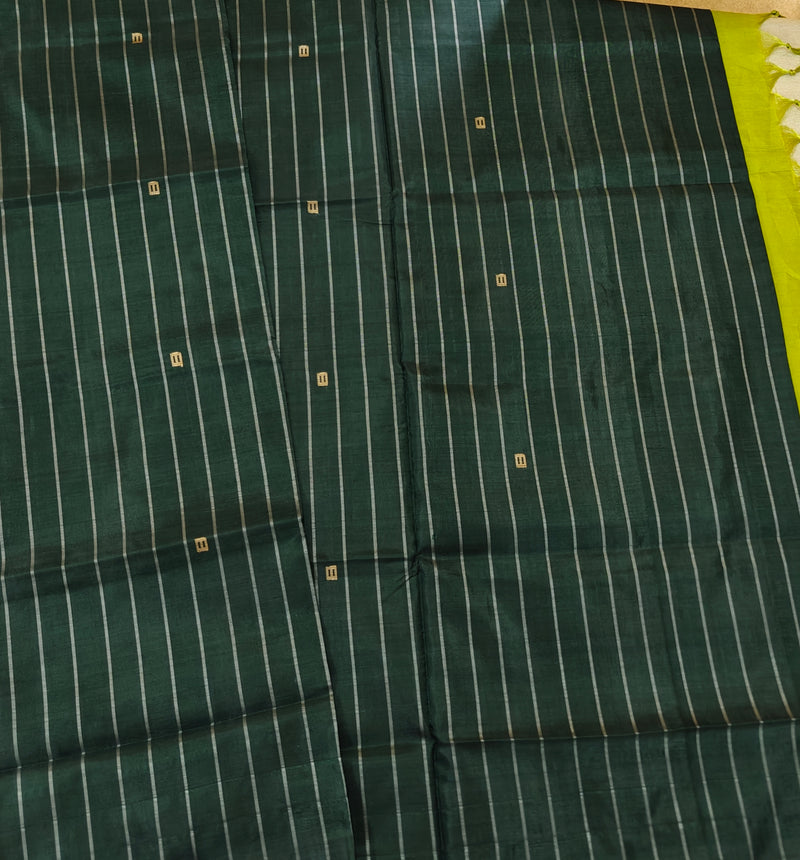 Chinnalampattu Saree - Dark Green with Green