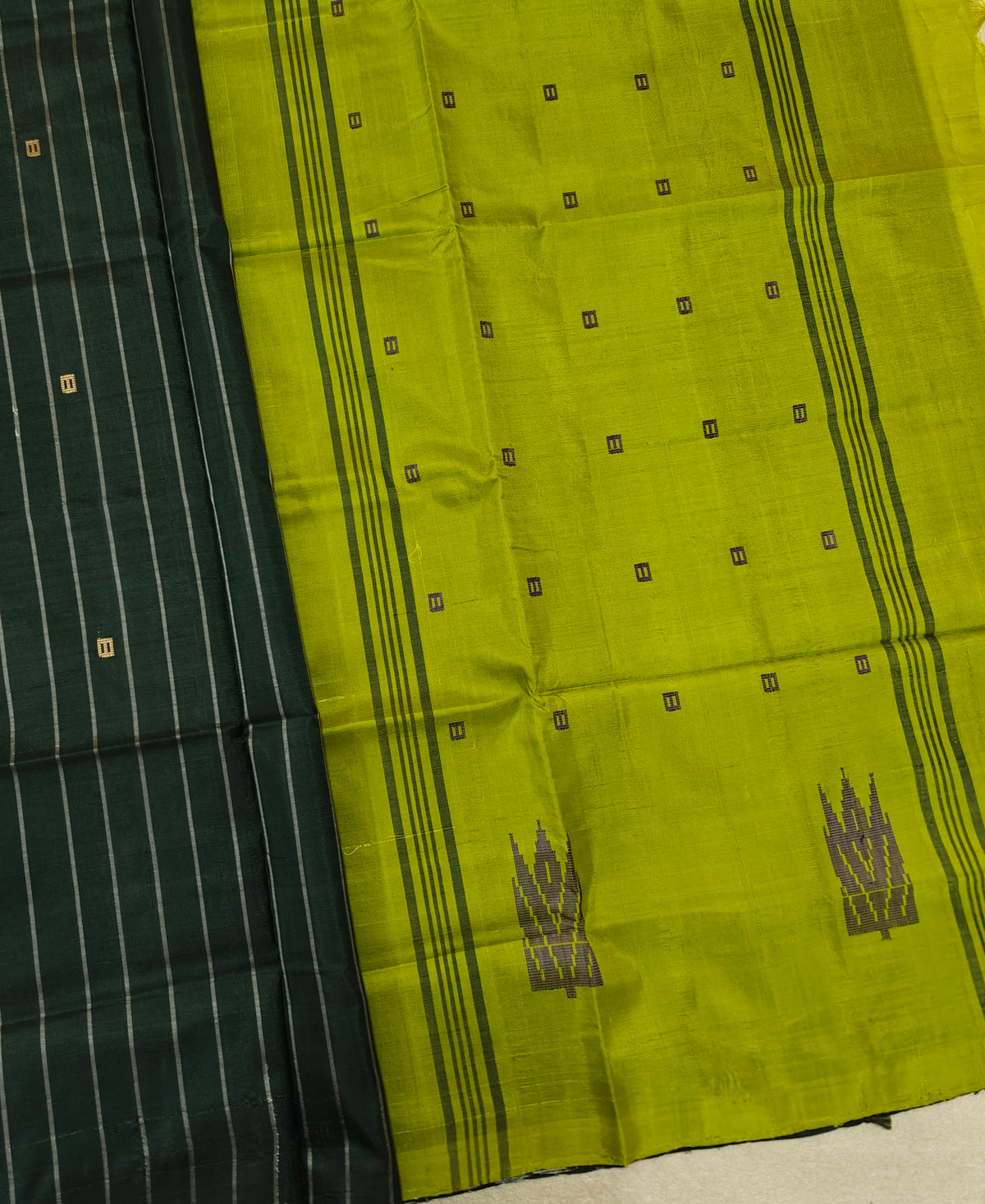 Chinnalampattu Saree - Dark Green with Green