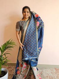 Soft Semi Tussar - Blue