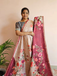 Soft Semi Tussar - Maroon