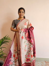 Soft Semi Tussar - Maroon