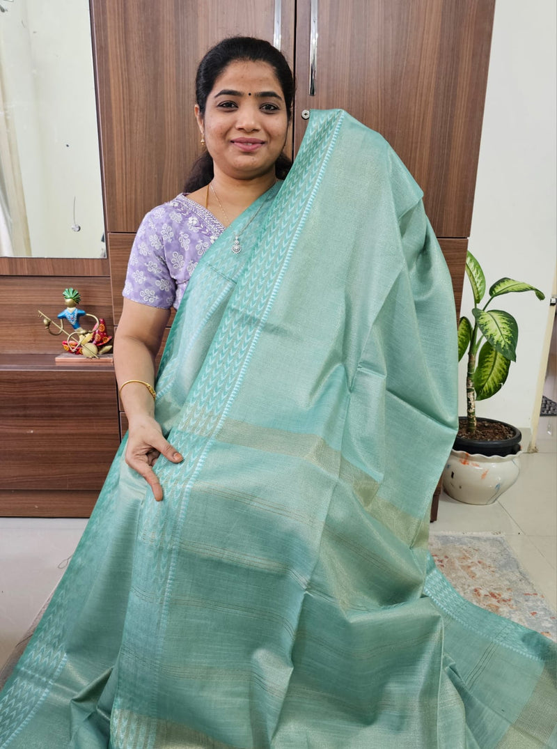 Bhagalpuri Tissue with Matching Blouse - Sea Green