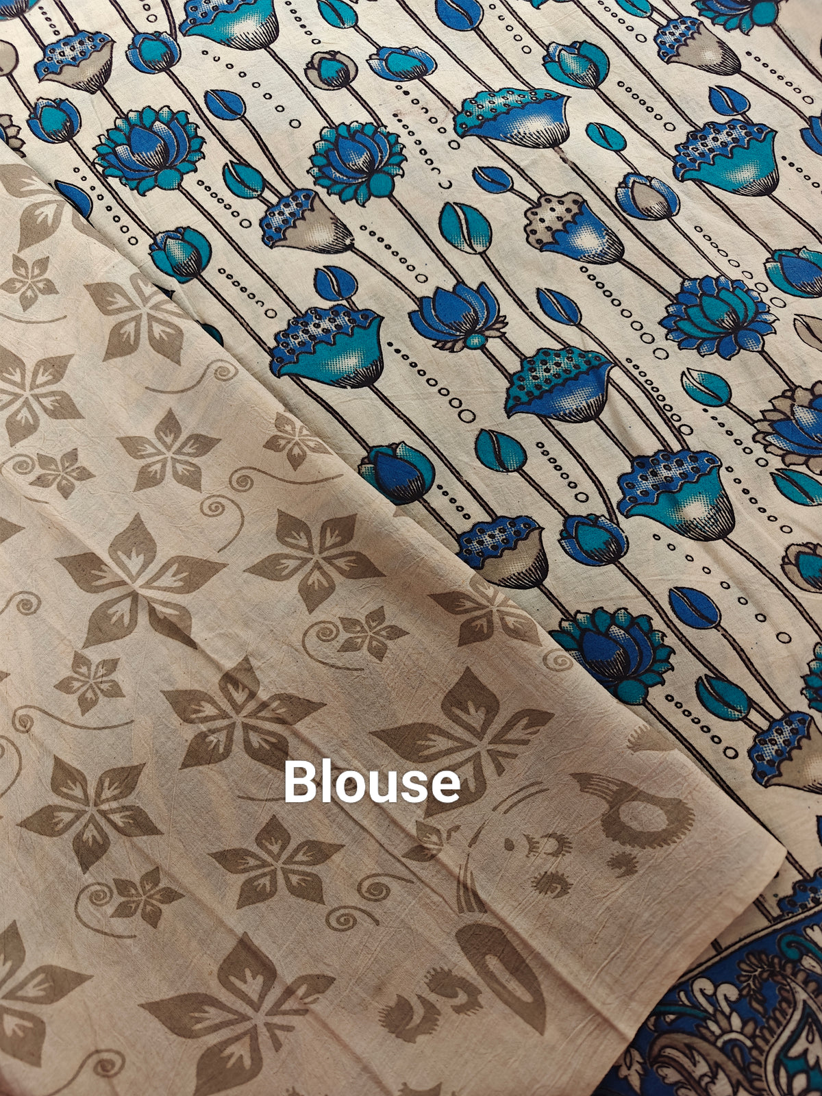 Cotton Kalamkari Saree - Blue
