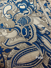 Cotton Kalamkari Saree - Blue