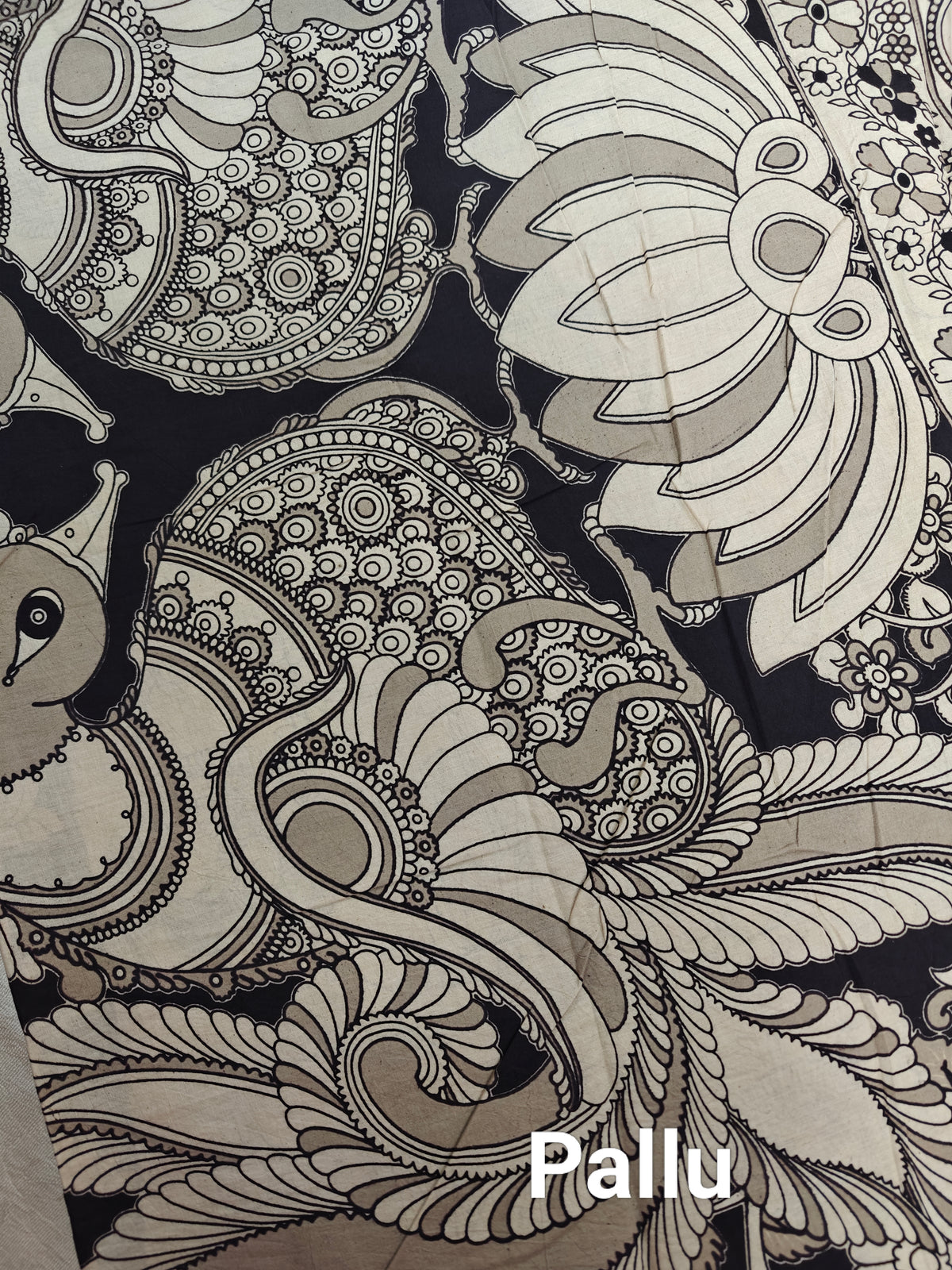 Cotton Kalamkari Saree - Black