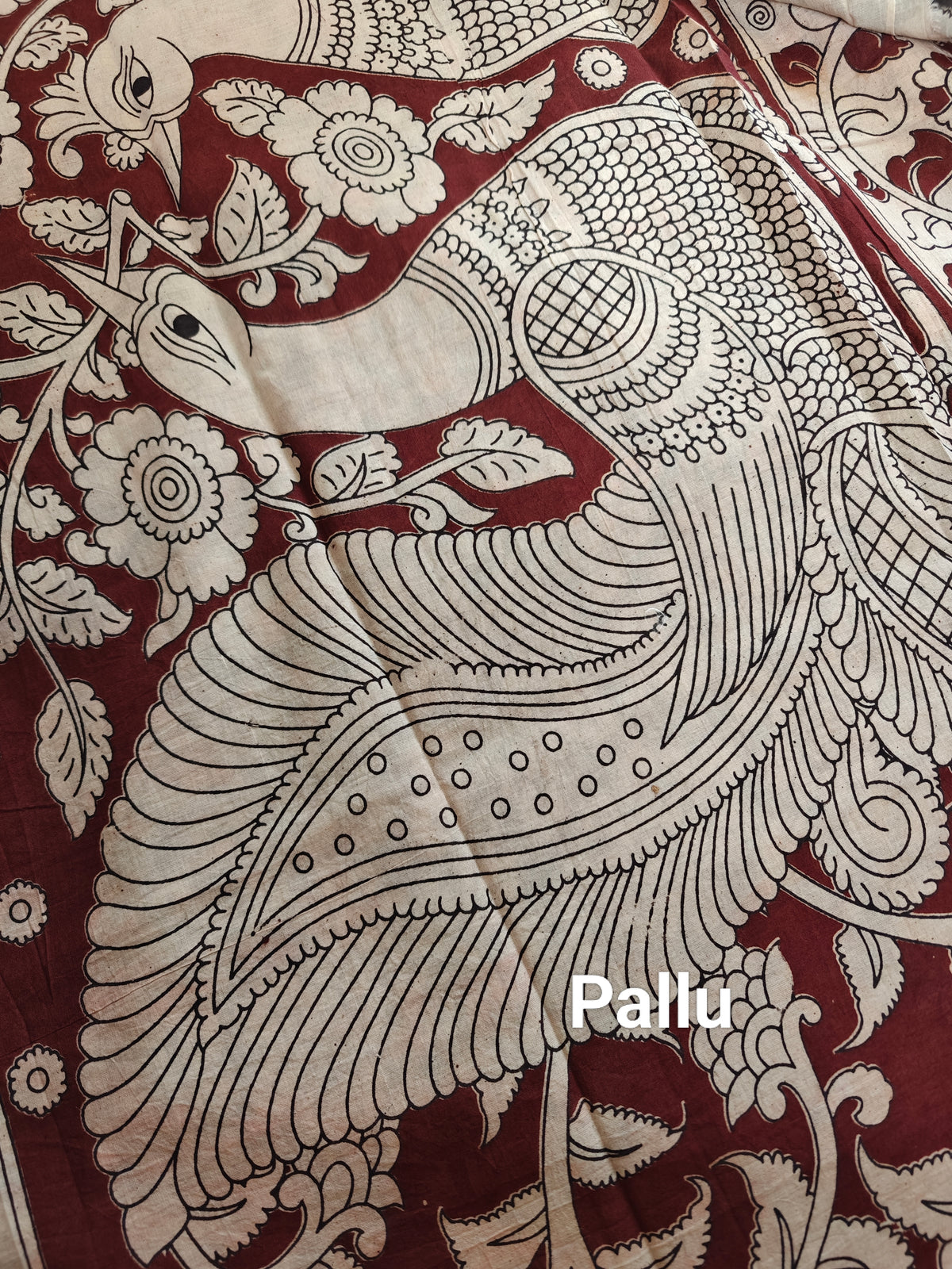 Cotton Kalamkari Saree - Black