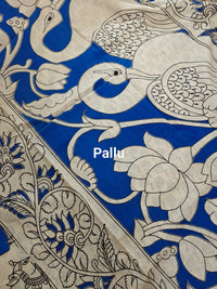 Cotton Kalamkari Saree - Blue Pichwai