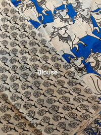 Cotton Kalamkari Saree - Blue Pichwai
