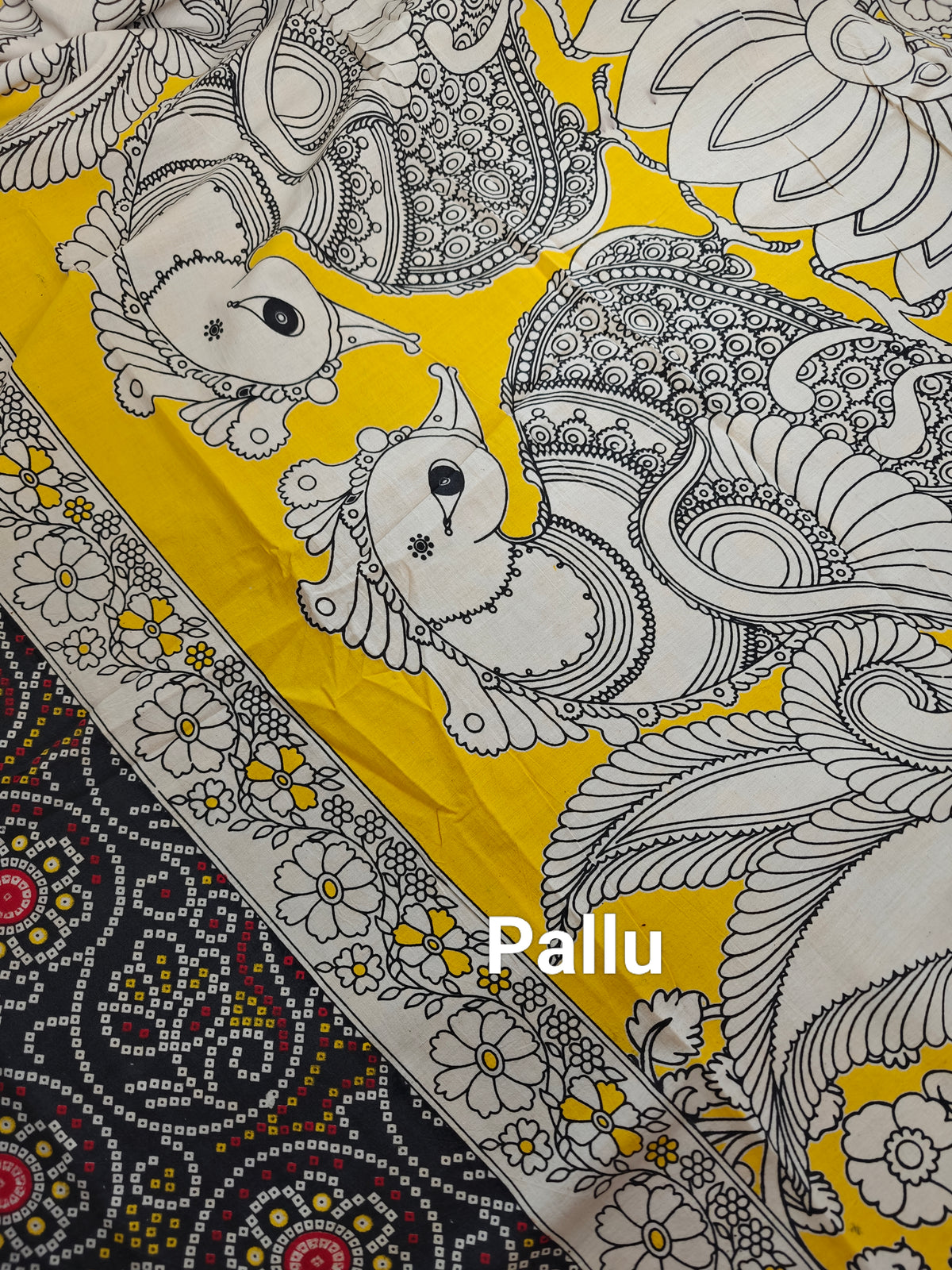 Cotton Kalamkari Saree - Black