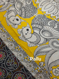 Cotton Kalamkari Saree - Black