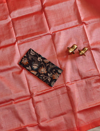 Handwoven Mangalagiri Plain Pattu Saree - Peach