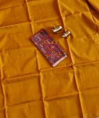 Handwoven Mangalagiri Plain Pattu Saree - Mustard Yellow